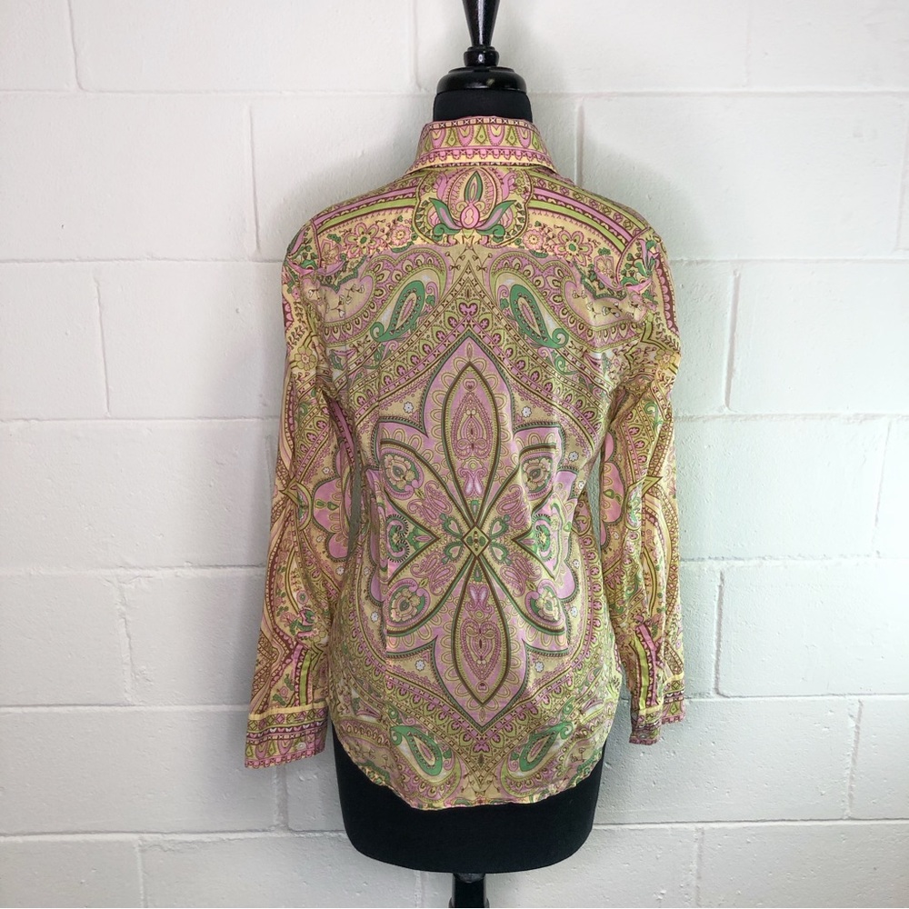 Lucky Brand Paisley Floral Retro Y2K Button Up Shirt - Picture 3 of 7